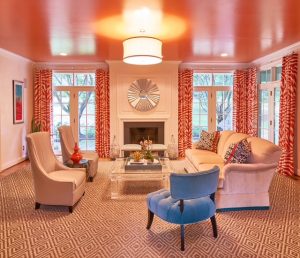 Living Room With Orange Accents