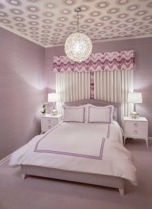 Wallpapered Ceiling Is Dreamy For Our Young Client.